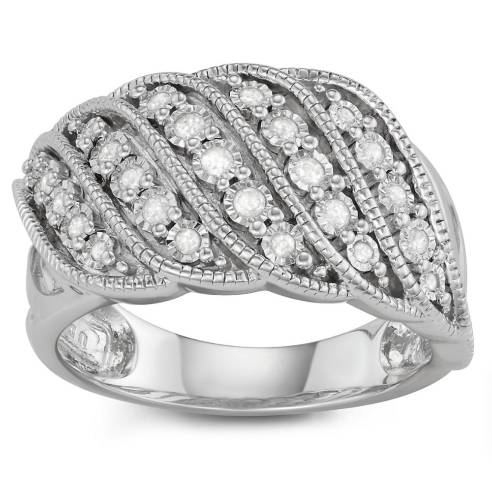 1/4 Ct Round-Cut Diamond Cluster Promise Women's Engagement Ring in 925 Silver